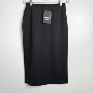 OOKIE & LALA Women's Small Pull On‎ Black Tweed Pencil Skirt NWT